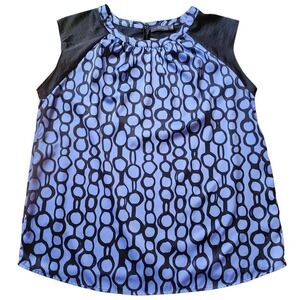 The‎ Limited Women Sleeveless Blouse Blue Black Geometric Link Shell Large